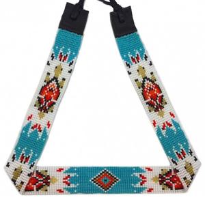 Seed Beads Hatband with Embroidered Patterns for Fedora and Western <b>Hats</b> Customizable Beaded Western <b>Hat</b> Decor - Product Image 1