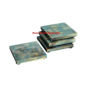 Nouveau traditionnel classique fantaisie moderne Look sous-verre en bois ensemble avec matériau en résine forme carrée brillant poli pour outil de cuisine à domicile - Product Image 1