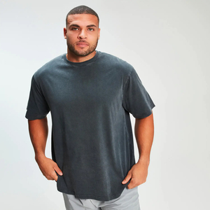 T-shirt à col rond surdimensionné de haute qualité en coton 100% délavé à l'acide, lourd, respirant, écologique pour hommes OEM - Product Image 1