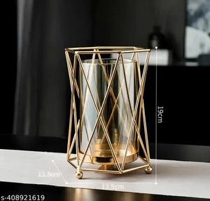 Florero de cristal de diseño de lujo para fiesta en casa y jarrones de flores de boda jarrón de planta de cristal de Color transparente decorativo con soporte de Metal - Product Image 3