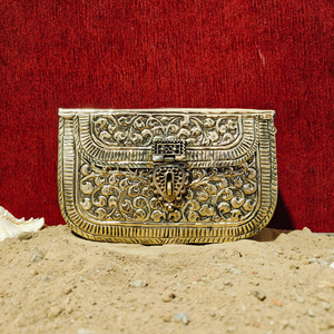 Indian Fully Handcrafted Antique <b>Gold</b> Metal Clutch <b>Bag</b> for Women Luxury <b>Evening</b> Party Wedding Designer Handbag for anniversary - Product Image 1