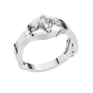 Anillo de Compromiso de Oro Sólido de 14K con Moissanita Corte Princesa de 0.5 Ct, Anillo de Boda Solitario con Vástago Dividido, Joyería Chapada en Rodio para Fiesta - Product Image 1