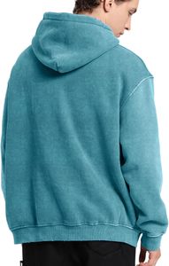 Sudaderas con capucha para hombre, sudadera de gran tamaño Unisex con lavado ácido, sudadera de lana pesada Vintage 100% turquesa, ropa de calle para hombre y mujer - Product Image 6