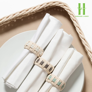 ที่ใส่ผ้าเช็ดปากสำหรับงานแต่งงานทำด้วยมือธรรมชาติไม้ไผ่โบฮีเมียนโต๊ะปาร์ตี้อาหารค่ำดีไซน์คลาสสิก - Product Image 3