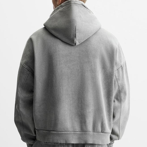 Sweat à capuche délavé pour hommes Sweat à fermeture éclair avec capuche en coton biologique Sweats à capuche pour hommes Polaire personnalisée Sweat pour hommes Expédition DDP - Product Image 5