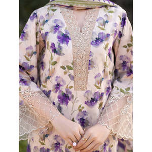 Conjunto de 3 piezas GARNET Primavera/Verano: Camisa de gasa estampada con dupatta de seda y pantalón estampado - BIC-045 - Product Image 3