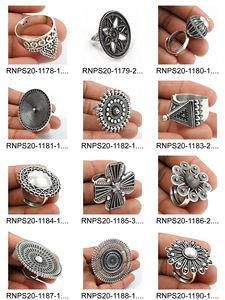 Solide 925 Sterling Oxydé Argent Antique Look Ethnique Anneau Bohème Bijoux En Gros Direct Usine Prix En Vrac Fournisseurs Inde - Product Image 6