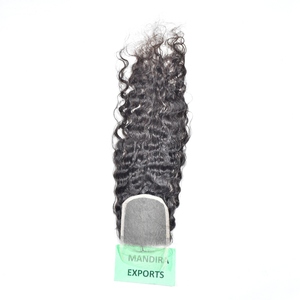 Barato 4*4 Cierre ondulado Color Natural crudo 100% sin procesar cutícula alineada paquetes de onda profunda al por mayor indio templo cabello humano - Product Image 5