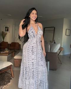 Summer Flower Print <b>White</b> Sleeveless <b>Women</b> Elegant Vintage 100% Cotton Backless <b>Long</b> Maxi <b>Dress</b> <b>for</b> <b>Women</b> - Product Image 2