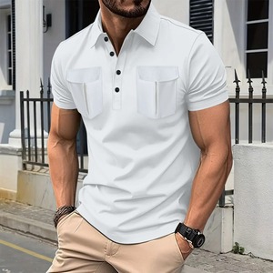 Camisa de manga corta de moda diaria para hombre Casual 2025 para hombre Simple nuevo botón frontal largo solapa doble bolsillo desgaste - Product Image 3