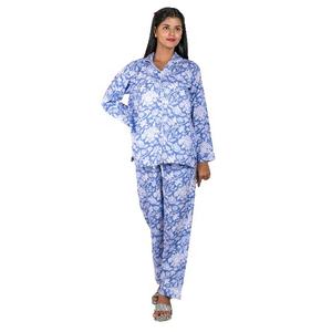 Conjunto de pijama indio de algodón con estampado a mano, ropa de dormir, camisón a juego, ropa de descanso - Product Image 3