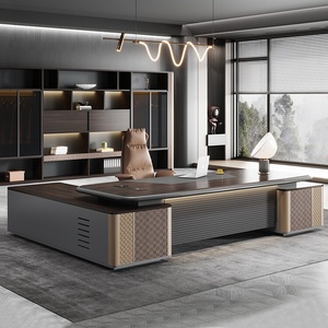 Modern Wood Executive Office <b>Desk</b> Eco Friendly Extendable Commercial Computer <b>Workstation</b> Boss CEO Table Easy Assembly - Product Image 2