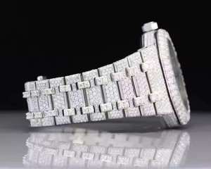 Montre-bracelet pour homme de style hip-hop, diamant moissanite, clarté VVS, mouvement à quartz, bracelet en acier inoxydable, bijoux artisanaux - Product Image 4