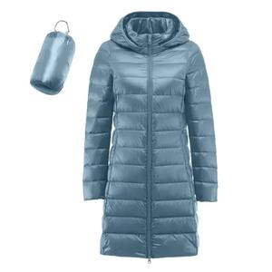 Parkas chauds d'hiver pour femmes veste bouffante rembourrée à manches longues avec manteaux à capuche mi-longs de couleur unie - Product Image 1