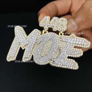 Joyería STAR, Colgante de Letra Unisex con Diamante Cultivado en Laboratorio, Chapado en Oro de 10K, Corte Brillante, Estilo Hip Hop, Personalizado, para Uso Diario - Product Image 5