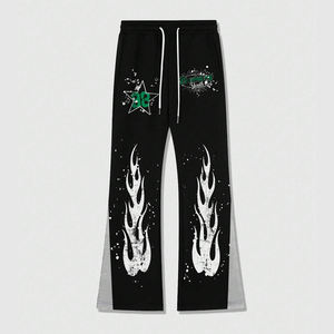 2024 pantalones de chándal acampanados de tela de algodón 100% de alta calidad con estampado de llama personalizado para hombre - Product Image 1