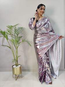 Sari Indio de Boutique, el Más Vendido, Elegante, Estiloso y Sofisticado, de Seda Pura, Exclusivo, Étnico, Digital, para Fiestas, Uso Diario, Moderno - Product Image 3