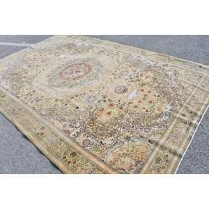 Alfombra turca de lana clásica Beige de 8,3x12,4 pies, patrón de retazos para entrada, sala de estar, dormitorio, tamaño de mesa auxiliar con respaldo de látex - Product Image 4