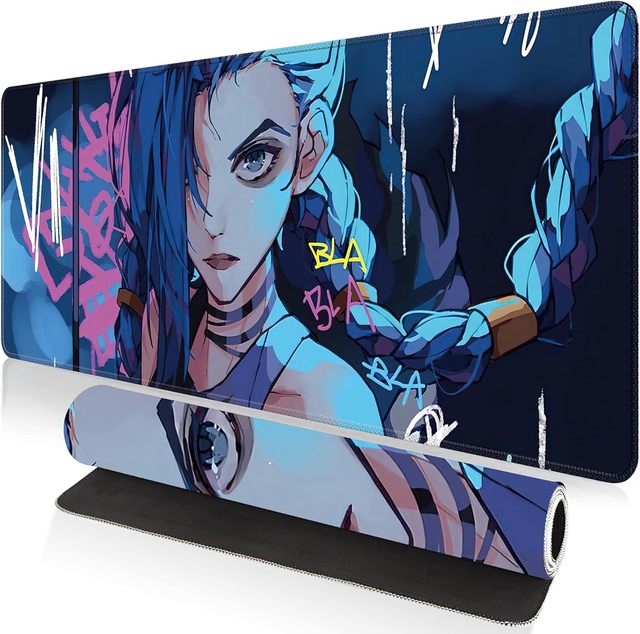 WELLSHOW XXL Gaming Mouse Pad 80*30cm Non-Slip Water Resistant Cloth Anime Cute Girl Design Jinx Rubber Competitive