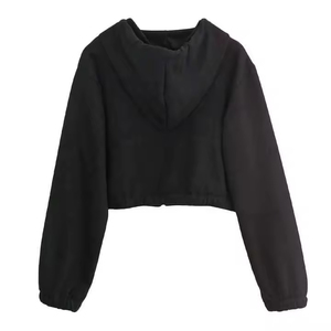 Sudadera Corta de Invierno para Mujer, de Alta Calidad, Color Sólido, Informal, Holgada, con Hombros Caídos, Personalizada, 100% Algodón, Estilo Urbano - Product Image 5