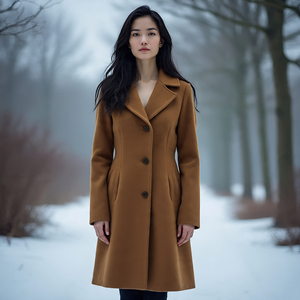 Abrigo largo de lana acampanada para mujer, moda 2024, ropa informal para exteriores, abrigo de invierno hasta la pantorrilla, chaquetas largas de lana con doble botonadura para mujer - Product Image 5