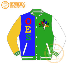 Customized Order Eastern <b>Star</b> Solid Appliques Cotton Fleece Embroidered Breathable Quick Dry Zipper Closure Stand Women's <b>Jacket</b> - Product Image 6