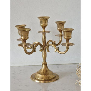 Candélabre de luxe en argent pour mariage, 5 bras, support de bougie en métal, décoration traditionnelle, aluminium nickelé poli, chandelier - Product Image 3