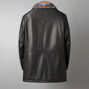 Abrigo de invierno de talla grande al por mayor, parkas informales a prueba de viento para hombre, gabardina larga, chaquetas de cuero para hombre - Product Image 2