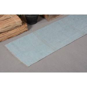 พรมตุรกีโบราณสีน้ำเงินทันสมัย1.7 x 11.3ft ขนสัตว์แบบเย็บปะติดปะต่อกันออกแบบเป็นรูปสี่เหลี่ยมผืนผ้าขนาดใหญ่สำหรับห้องนั่งเล่น - Product Image 5