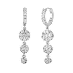 Boucles d'oreilles pendantes élégantes en argent plaqué, diamants naturels taille brillant, qualité export, certifiées IGI, pour mariages, soirées et événements festifs - Product Image 1