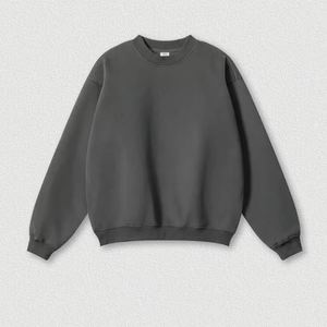 Venta al por mayor pulóver liso de algodón de peso pesado personalizado polar Oversize Sudadera con capucha de cuello redondo para hombre - Product Image 1