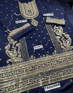 Robes de mariée indiennes traditionnelles en soie georgette, longueur au sol, coupe ample, collection Salwar Kameez, robe de soirée la plus vendue - Product Image 3