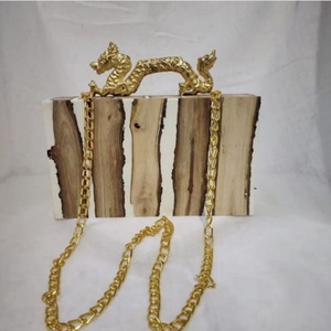 Glamour moderno hecho a mano de madera y resina epoxi caja embrague dragón lujo Boho bolso de noche con acabado brillante para mujeres con estilo - Product Image 2