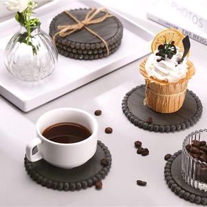 Posavasos de madera de acacia natural, juego de posavasos redondo con cuentas, lote de 6 unidades - Product Image 4