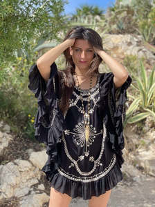 Offre Spéciale décontracté Boho robes femmes bohème été robe courte manches évasées Sexy court fleuri brodé travail robe pour les filles - Product Image 4