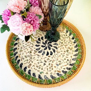 ถาดเสิร์ฟตกแต่งมุกและหวายมาใหม่สําหรับตกแต่งบ้านและตกแต่งงานปาร์ตี้ขายส่งที่ดีที่สุดในเวียดนาม - Product Image 5