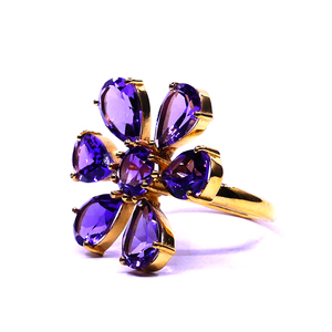 Anillo de bodas clásico para mujer, Plata de Ley 925 con oro Vermeil, amatista, piedra preciosa, Material de acero inoxidable para aniversario - Product Image 2