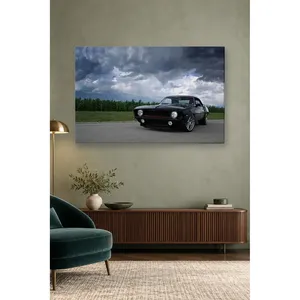 Impression sur toile Fida Black Camaro Under Stormy Sky - Product Image 2