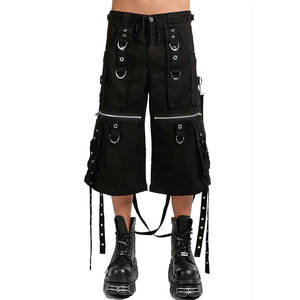 Pantalon noir ample à chaînes pour femme, style gothique, avec fermeture éclair amovible, vente en gros, punk, streetwear, 2026 - Product Image 4