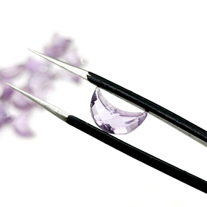 Pink Amethyst Faceted Crescent Moon Shape Gemstone Jewelry Making 12mm, Loose <b>Hand</b> Carved Amethyst Carving Moons Briolette Beads - Product Image 5