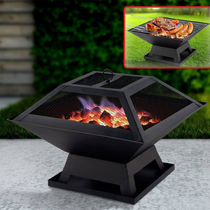 Un foyer traditionnel en acier à bûches parfait pour les patios, les jardins et la détente en plein air. - Product Image 4