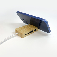 Hub USB 4 ports en bambou de qualité supérieure avec adaptateur Type C, USB C vers USB avec fonction de charge et de transfert de données