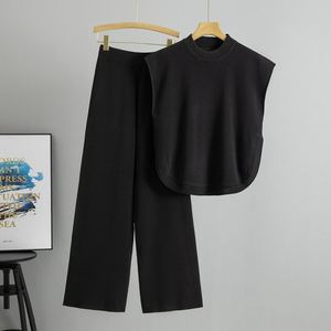 Conjunto de Suéter Personalizable para Mujer, Tejido Informal de Verano, Suave y Cómodo, Tejido de Spandex/Poliéster Transpirable, Cuello Redondo - Product Image 2