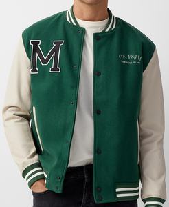 Blouson aviateur de baseball universitaire de haute qualité pour hommes personnalisé OEM respirant en satin tricoté hiver laine polaire bouton High Street - Product Image 3