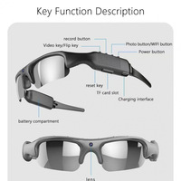 Caméra portable intelligente 1080P pour lunettes de sport, Wi-Fi, vision nocturne, enregistrement HD, caméra d'action portable pour moto, cyclisme, extérieur
