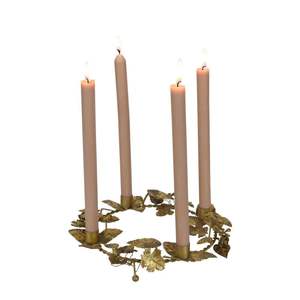Nordic Style Gold Metal Ivy Leaf <b>Advent</b> Wreath, 4-Light Taper <b>Candle</b> Holder for Christmas Dining Table, Shabby Chic Decorative - Product Image 1