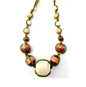 Plusieurs perles en bois de forme ronde collier en bois épais de mode collier en bois - Product Image 6