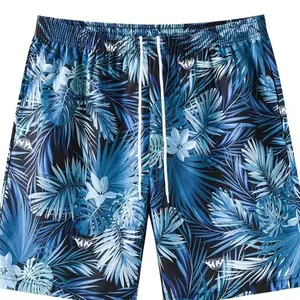 加大码男士热带树木图形印刷板短裤夏季假日户外运动短裤