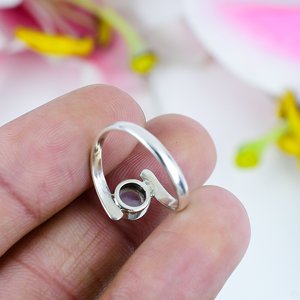 Fantástico anillo solitario minimalista Vintage de Plata de Ley 925 con piedra preciosa de piedra lunar arcoíris Natural para mujer fiesta boda - Product Image 3