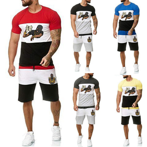 2023 hommes de haute qualité été décontracté Sport ensembles personnalisé imprimé à manches courtes t-shirt sweat Shorts solide deux pièces tenue pour - Product Image 1